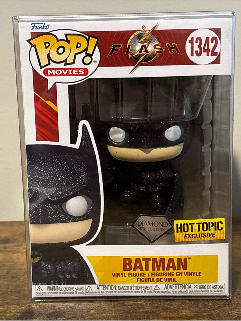 Funko Pop Flash Batman 1342 Diamond Collection Hot Topic Exclusive w/ Protector